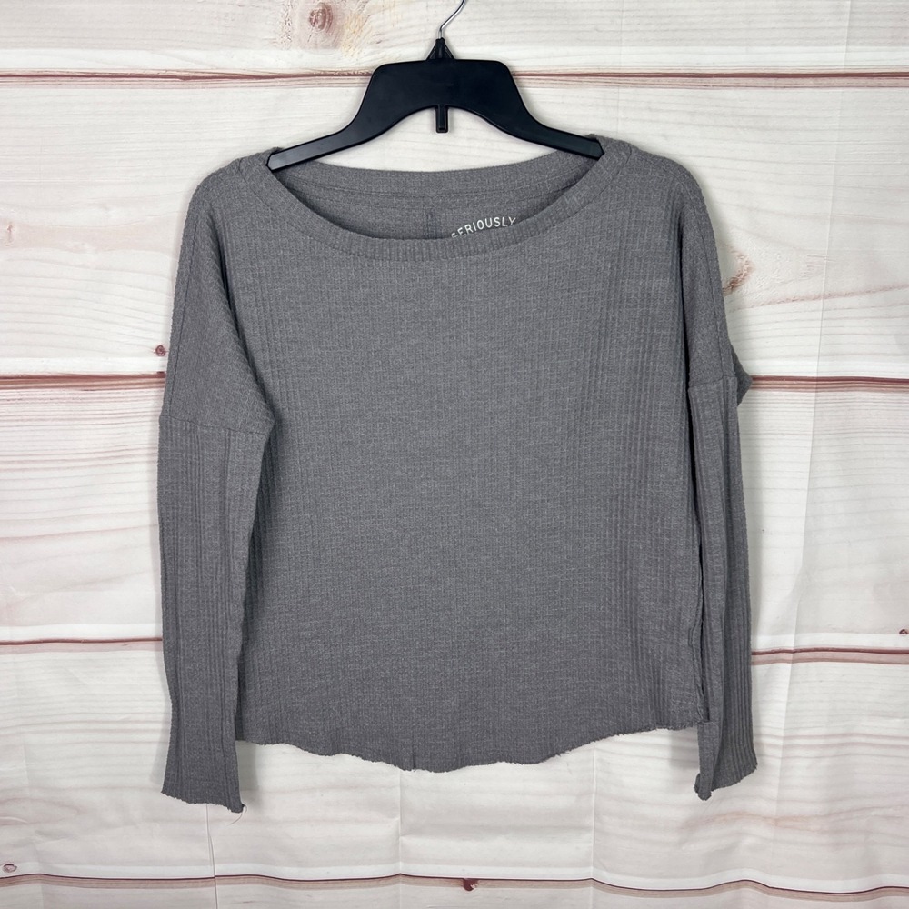 Aeropostale Top Juniors XS Gray Seriously Soft T-Shirt Perfect Waffle Tee Solid